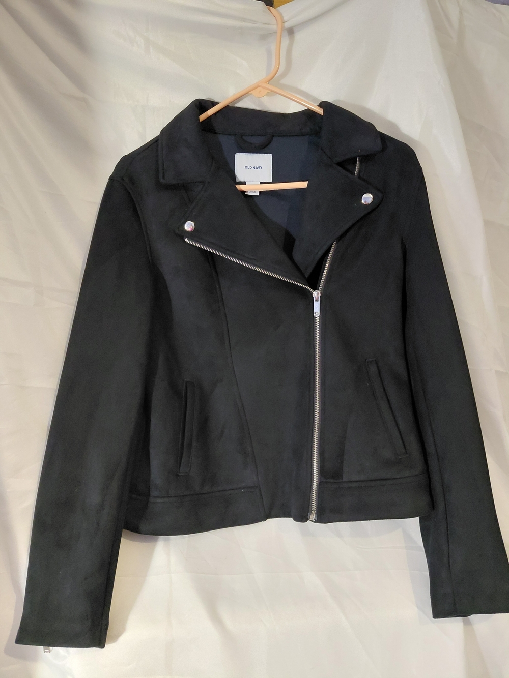 Old Navy Black Suede-Look Asymmetrical Moto Jacket